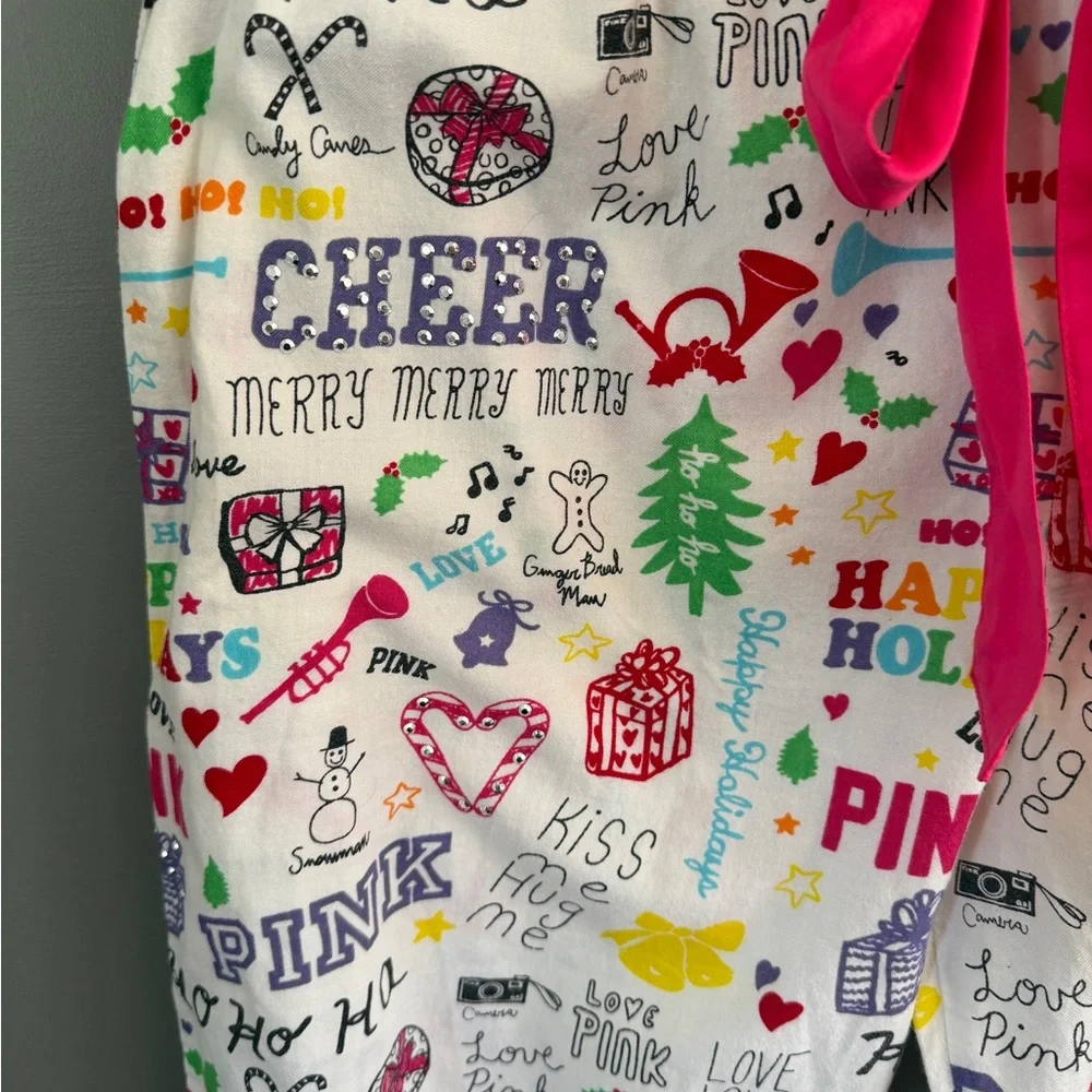 VICTORIA’S SECRET PINK Holiday Winter PJ’s / LOUNGE pants size medium CHEER - Picture 10 of 11